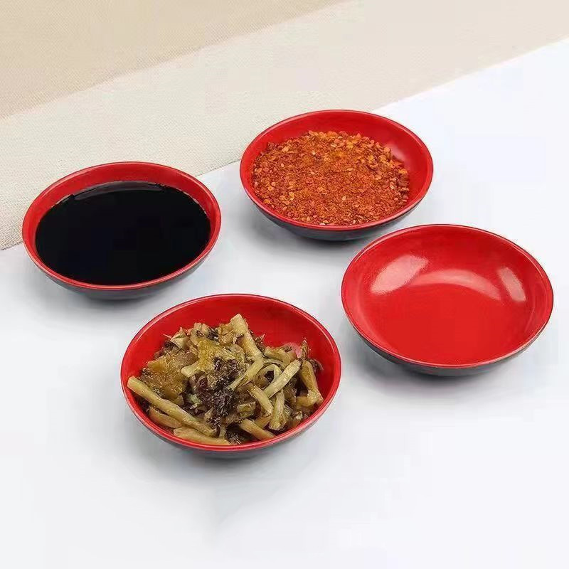 Sauce Dipping Cup - 3Pcs Red And Black Round Melamine