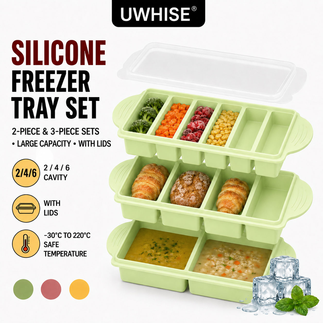Uwhise 2/3 PACK Silicone Freez - огляд і ціна Meal Prep Template