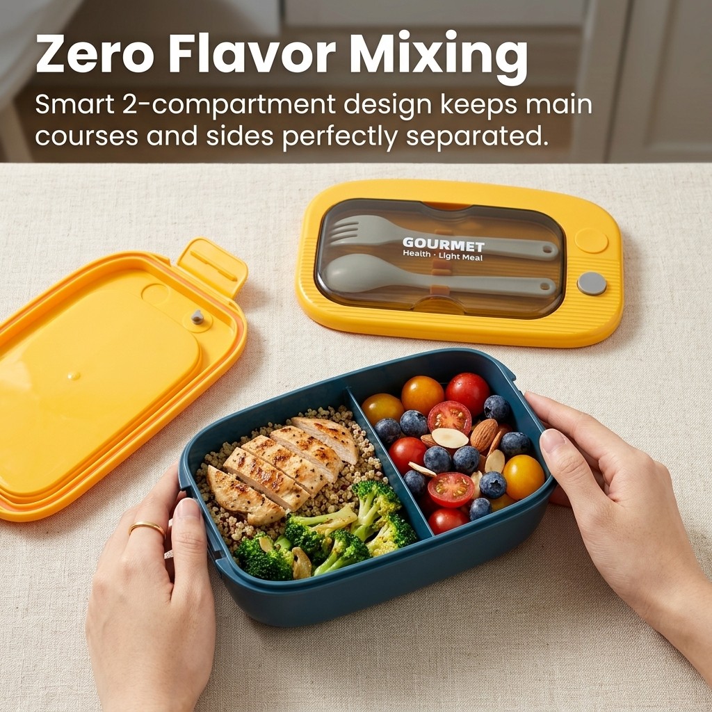 Plastic Bento Lunch Box 2 Comp - огляд і ціна Meal Prep Or Prep Meal